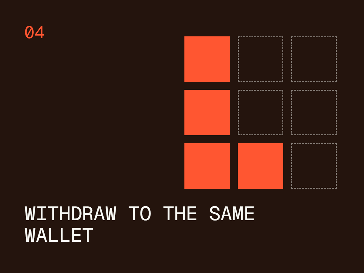 Step four: withdraw to the same wallet