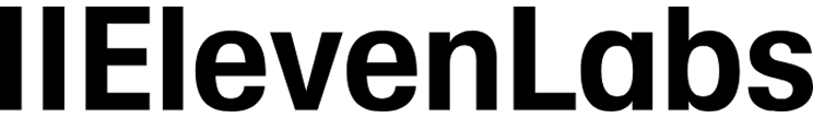 Eleven Labs logo with stylized letters and a blue soundwave symbol to the right.