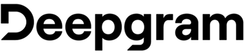 Deepgram logo with blue wave design followed by the word Deepgram in black text.