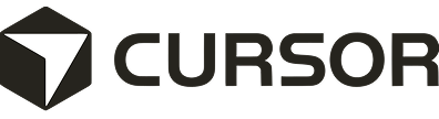 Cursor company logo with a geometric icon and the word CURSOR in bold uppercase letters.